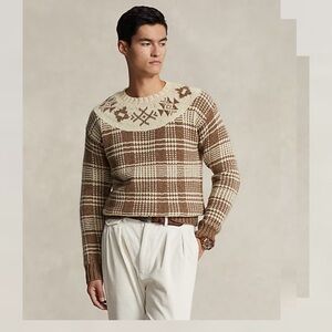 Polo Ralph Lauren Plaid Wool Linen Sweater Nordic Country Western Size XL $498